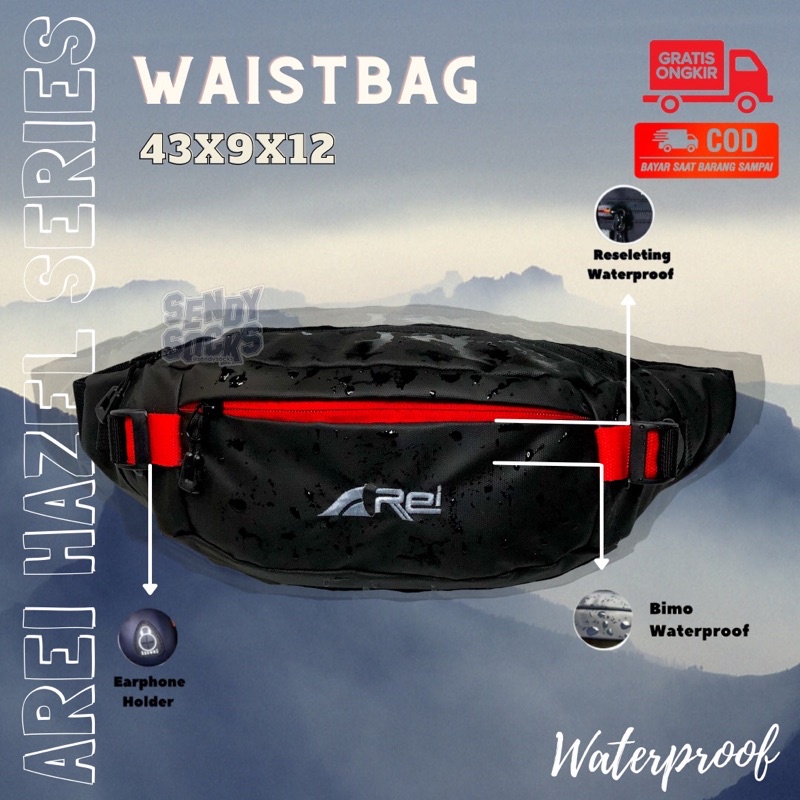 Tas Selempang Pria Waterproof Waist Bag Hezel Pria Anti Air Anti Sobek Arei