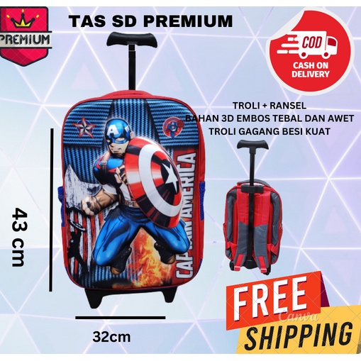 PREMIUM ~ COD ~ Tas TROLEY Sekolah SD Transformer Optimus Prime Bumblebee TOBOT IRON MAN Hard Cover TAS TROLI  EMBOS