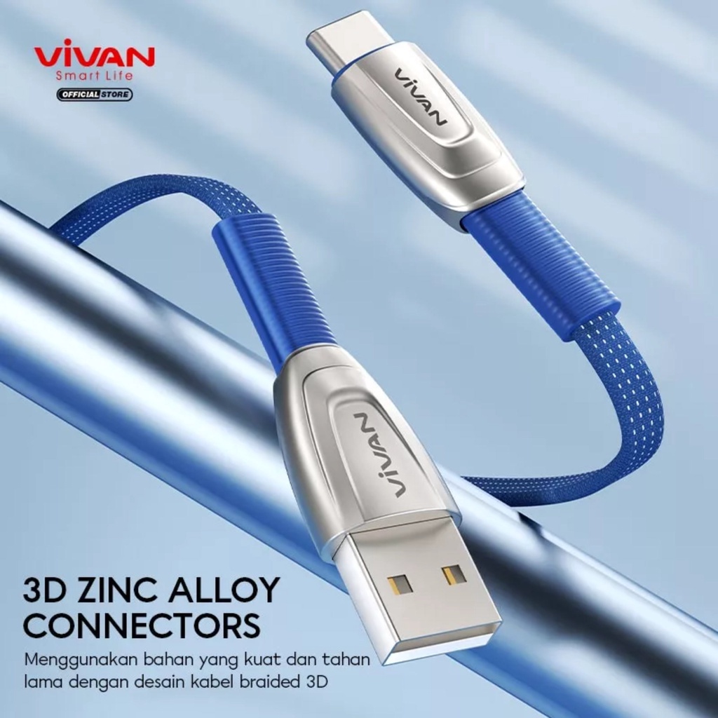 Kabel data Type C 3A Quick Charger Vivan BTK-CS 100 cm - Blue