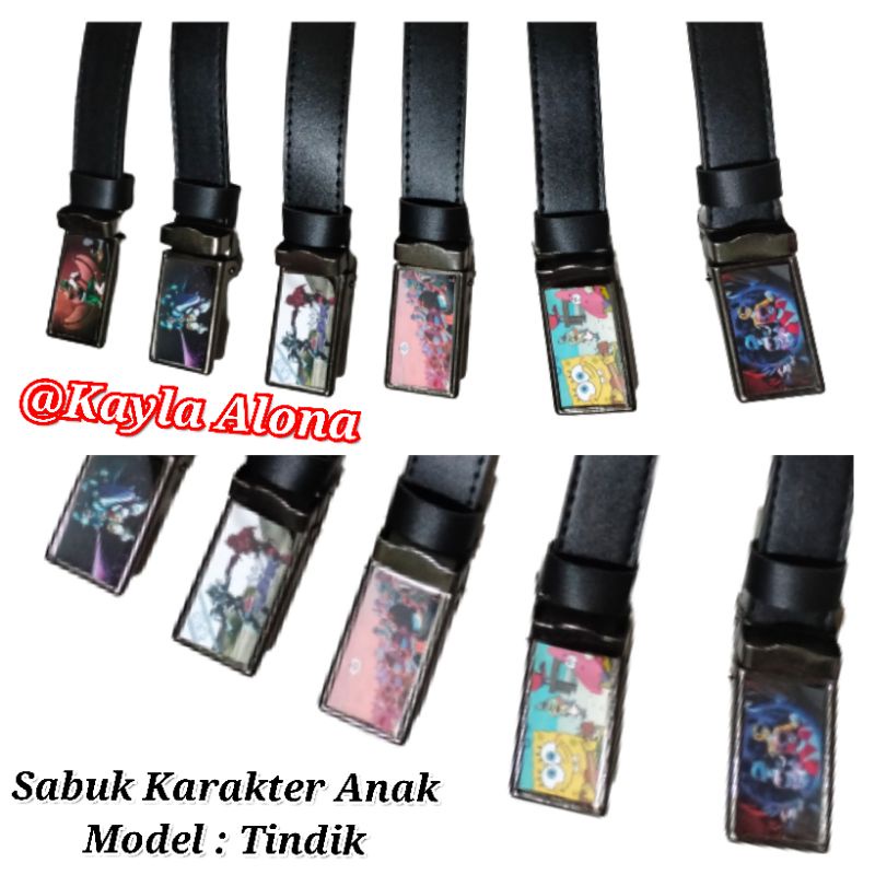 SABUK / IKAT PINGGANG HITAM KARAKTER ANAK  ( Model Tindik )