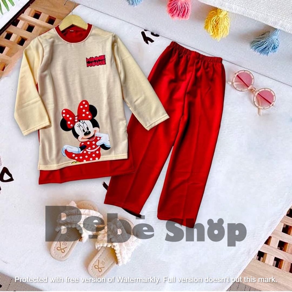 Baju anak perempuan motif mikymaousee banyak pilihan warna usia  2 sampai 12 tahun