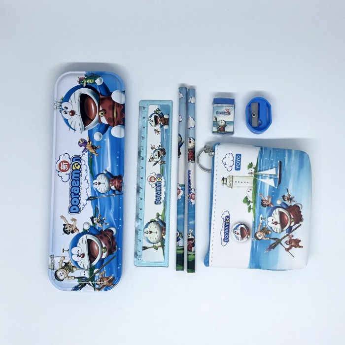 

set alat tulis stationary set tempat kotak pensil doraemon