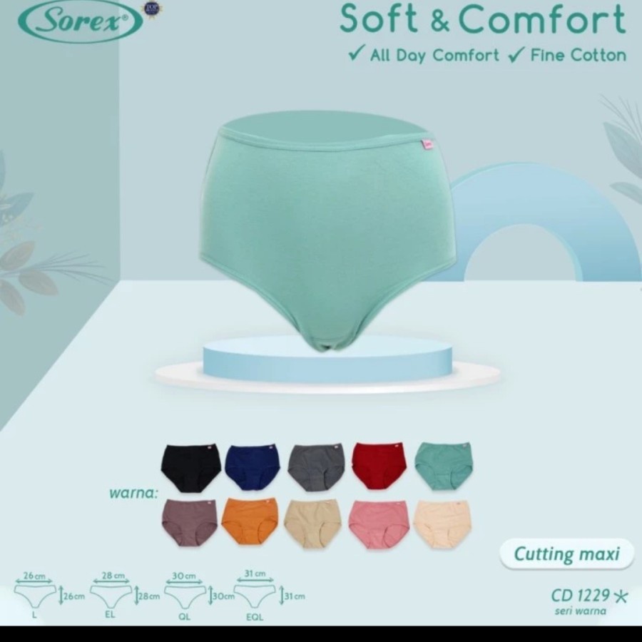 [12pcs] cd celana dalam wanita sorex 1227 1228 1229 0730 2071 1232 9076 katun grosir lusinan