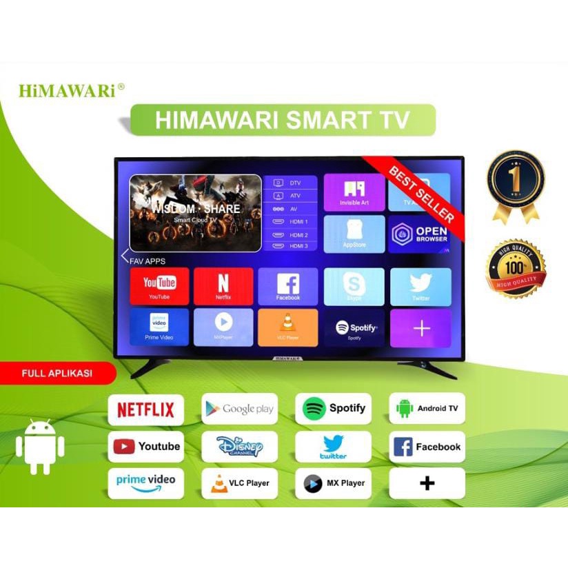 TV HIMAWARI 32 INCH SMART- ANDROID TV 32DN4TS new!!!