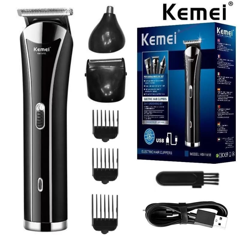 KEMEI KM-1418 HAIR CLIPPER RECHARGEABLE CUKUR RAMBUT BARBERSHOP PROFESIONAL