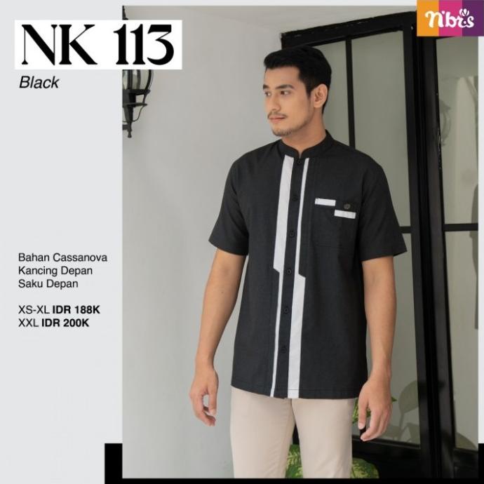 TERMURAH KOKO NIBRAS NK 113 / KOKO LENGAN PENDEK PUTIH HITAM NIBRAS TERBARU /BAJU KOKO PRIA/BAJU KOK