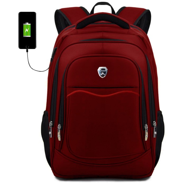 tas ransel  Tas Pria Tas Ransel Pria PL POWER 1846 USB Port Tas Import - Merah(K7E0) Termurah Kekini