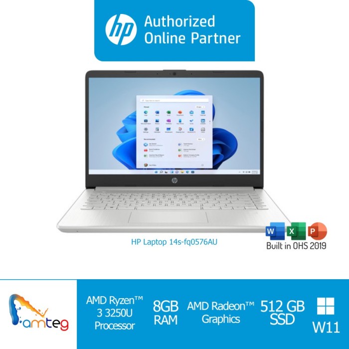 HP Laptop 14s-fq0576AU / Ryzen™ 3 3250U/ 8GB / 512GB SSD / Win11 [6J5E3PA]