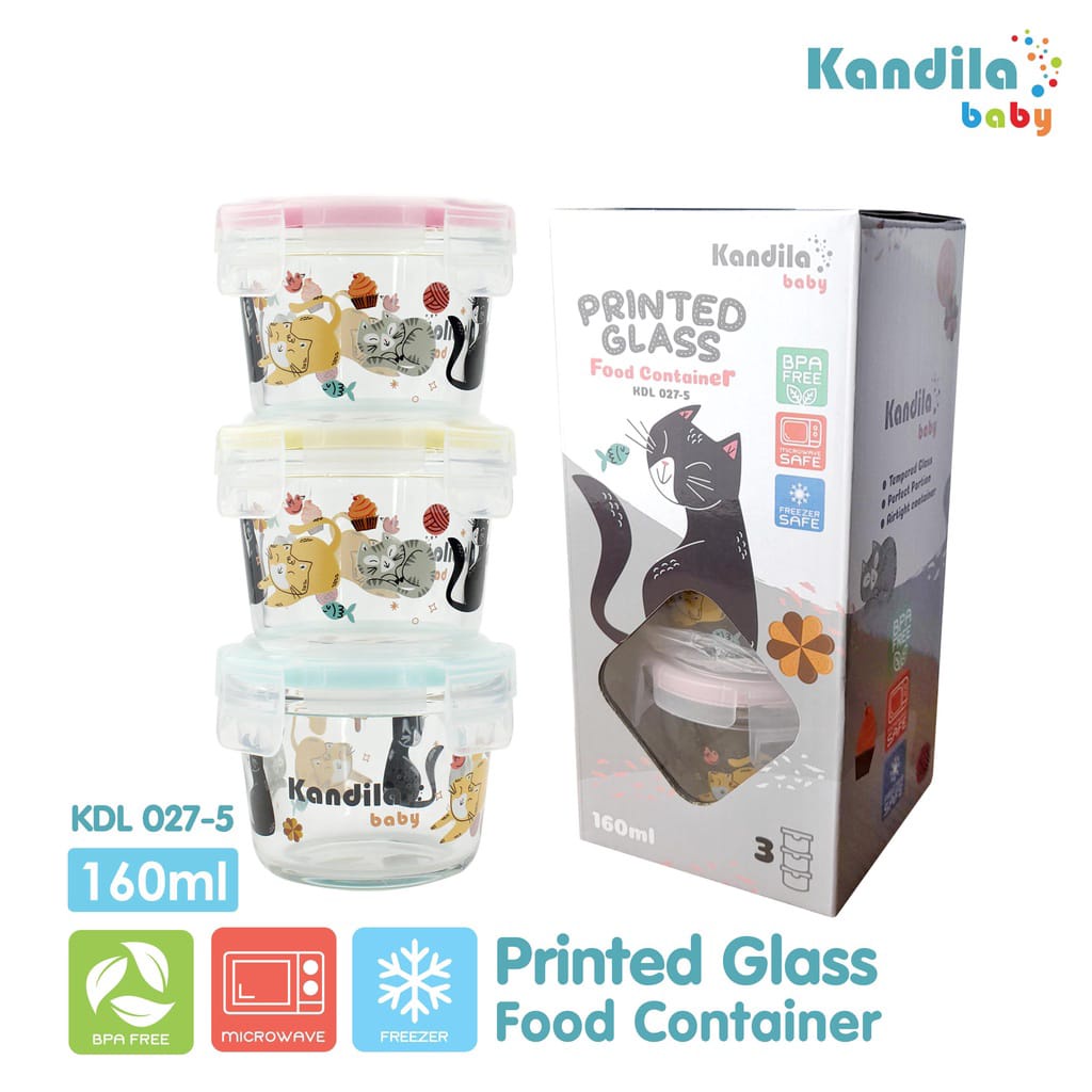 KANDILA GLASS FOOD CONTAINER (KDL027-2 / KDL027-3/ KDL027-4/ KDL027-5/ KDL027-6/ KDL027-7/ KDL027-8/ KDL027-9) / WADAH MAKANAN BAYI/ TEMPAT MPASI