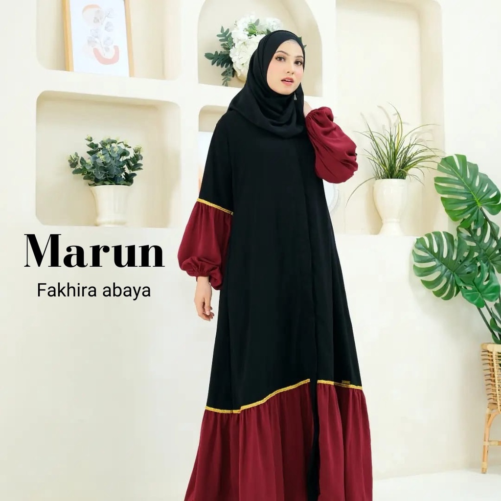 Fakhira Abaya Jatblack premium saudi terbaru - Gamis Abaya remaja - Terbaru baju wanita Kekinian