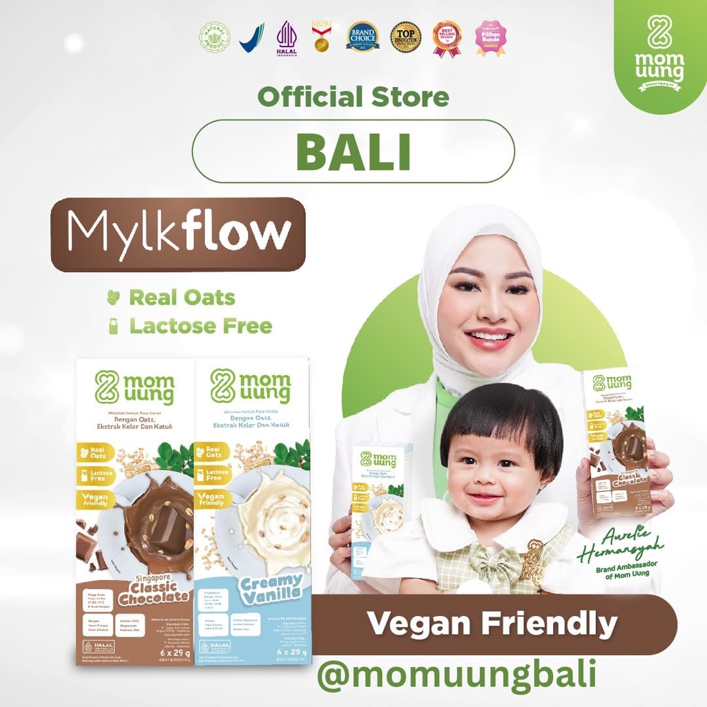 MOM UUNG BALI Mylkflow Susu Pelancar Asi / Singapore Classic Chocolate / Creamy Vanilla / Vegan Friendly / Lactose Free