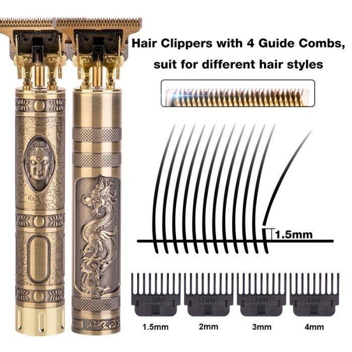 HC Alat Cukur Elektrik Model Dragon Vintage Professional Hair Clipper Timmer / Alat Cukur Rambut Elektrik Dragon / Trimmer Cukur Rambut Recharger / Alat Mesin Potong Rambut Kumis Jenggot