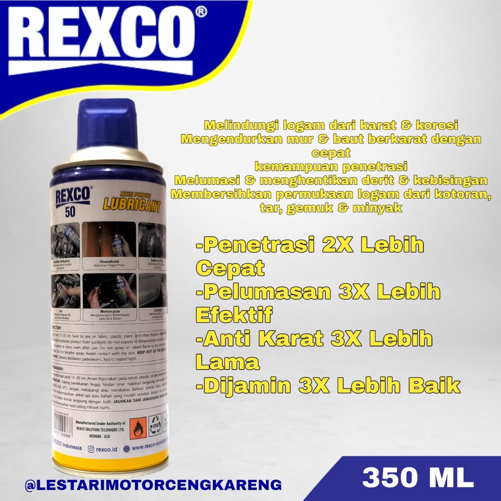 PELUMAS SERBA GUNA ANTI KARAT REXCO 50 350ML SETARA WD-40