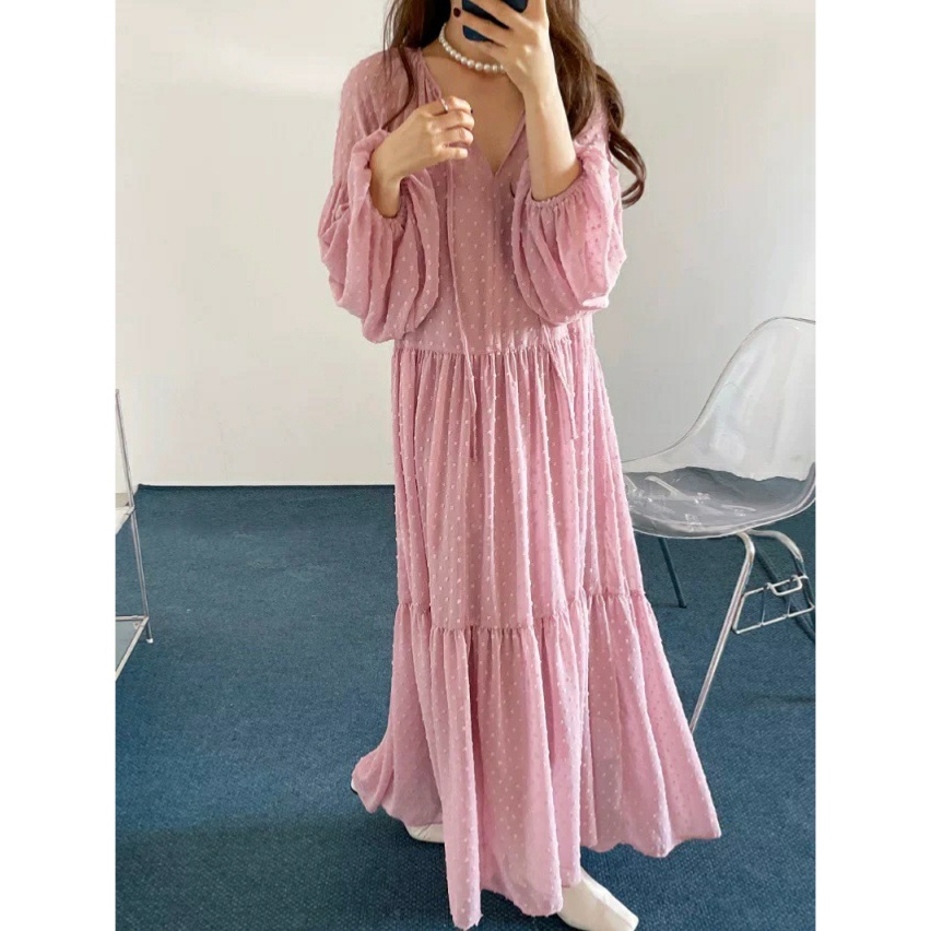 Pakaian autfit baju Maxi dres dress polos sifon lembut bahan ringan adem cantik mewah elegan simpel 