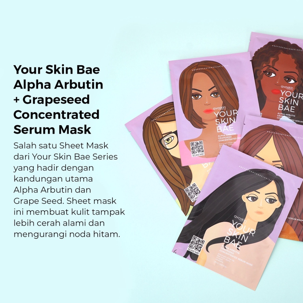 AVOSKIN Sheet Mask 17ml (Your Skin Bae Niacinamide, Alpha Arbutin, Vitamin C) (Miraculous Refining &amp; Retinol) (Miraculous Divine Aura)