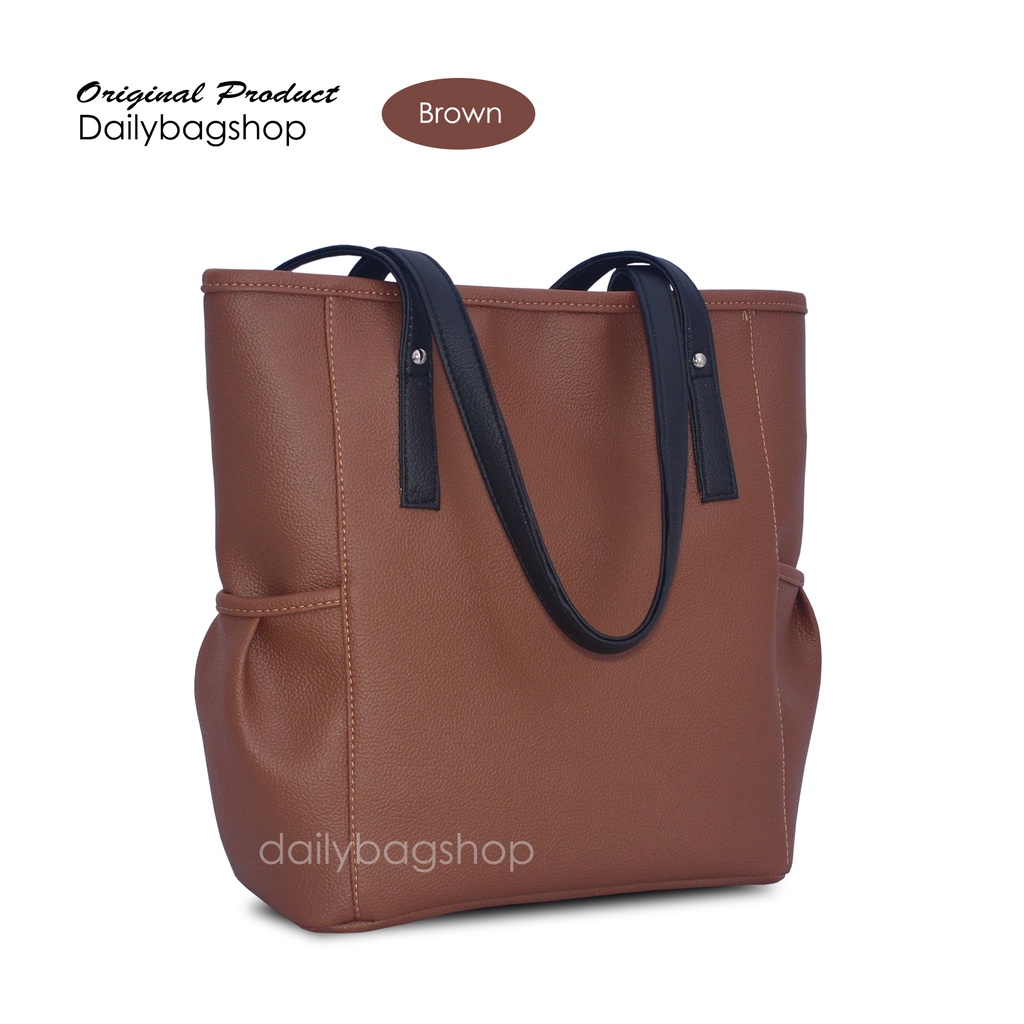 Tas Tote Wanita Remaja Woman Tote Bag Daily Fressia Kombinasi 2 Warna Simpel Elegan Cantik Untuk Kerja Kuliah Bahan Waterproof