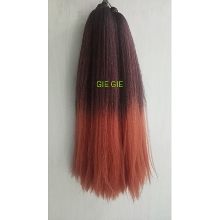Rambut Cemara ombre merah bata 80cm