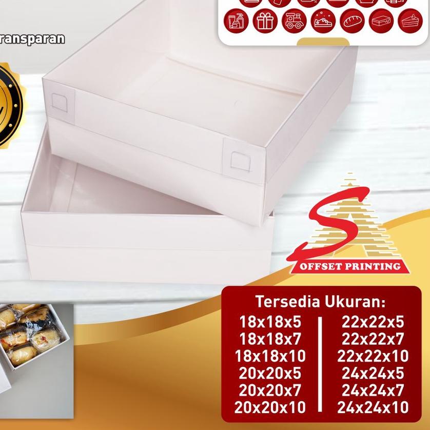 

✮ 18 x 18 x 7 Box Hampers tutup mika/box dus kemasan Pudding/Spiku/Marmer cake/cake/lapis legit ➭