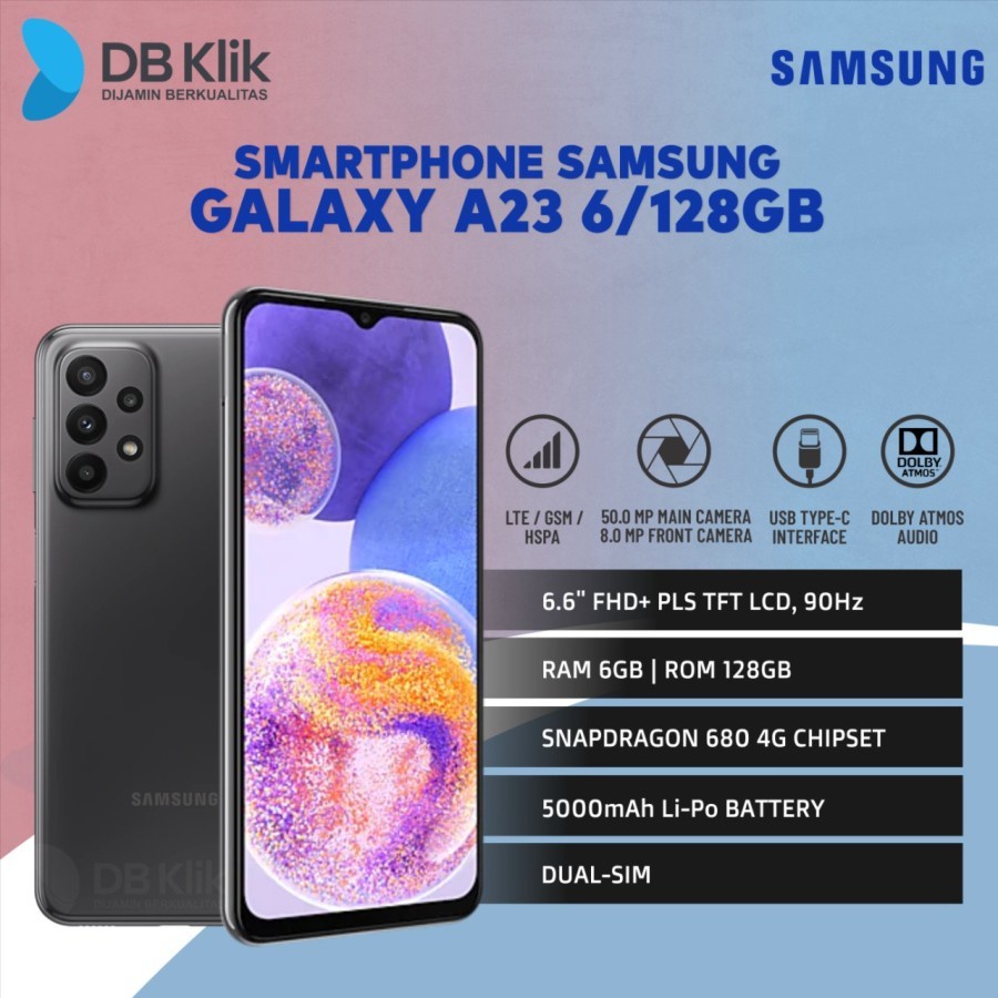 Handphone SAMSUNG GALAXY A23 4G 6/128GB - A23 6GB 128GB Garansi Resmi