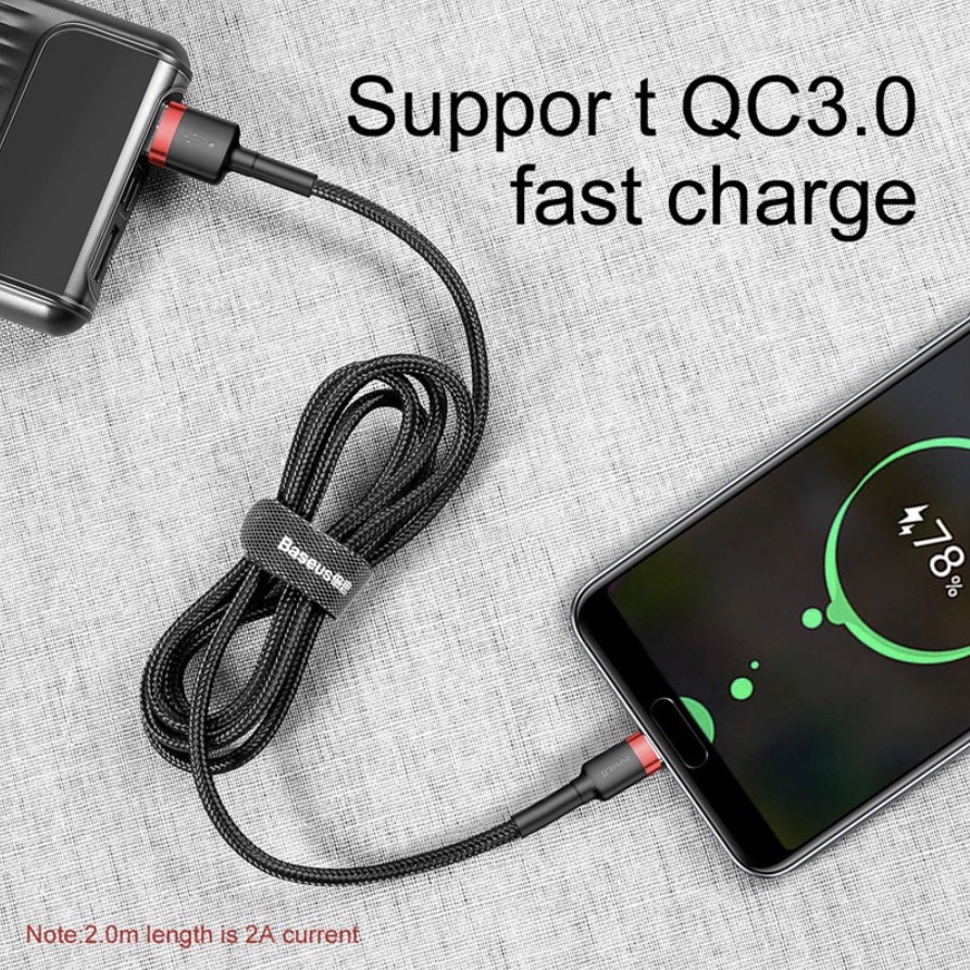 BASEUS Kabel Data Type-C Cafule Data Cable Charger For Type-C Fast Quick Charging 3A CATKLF-B