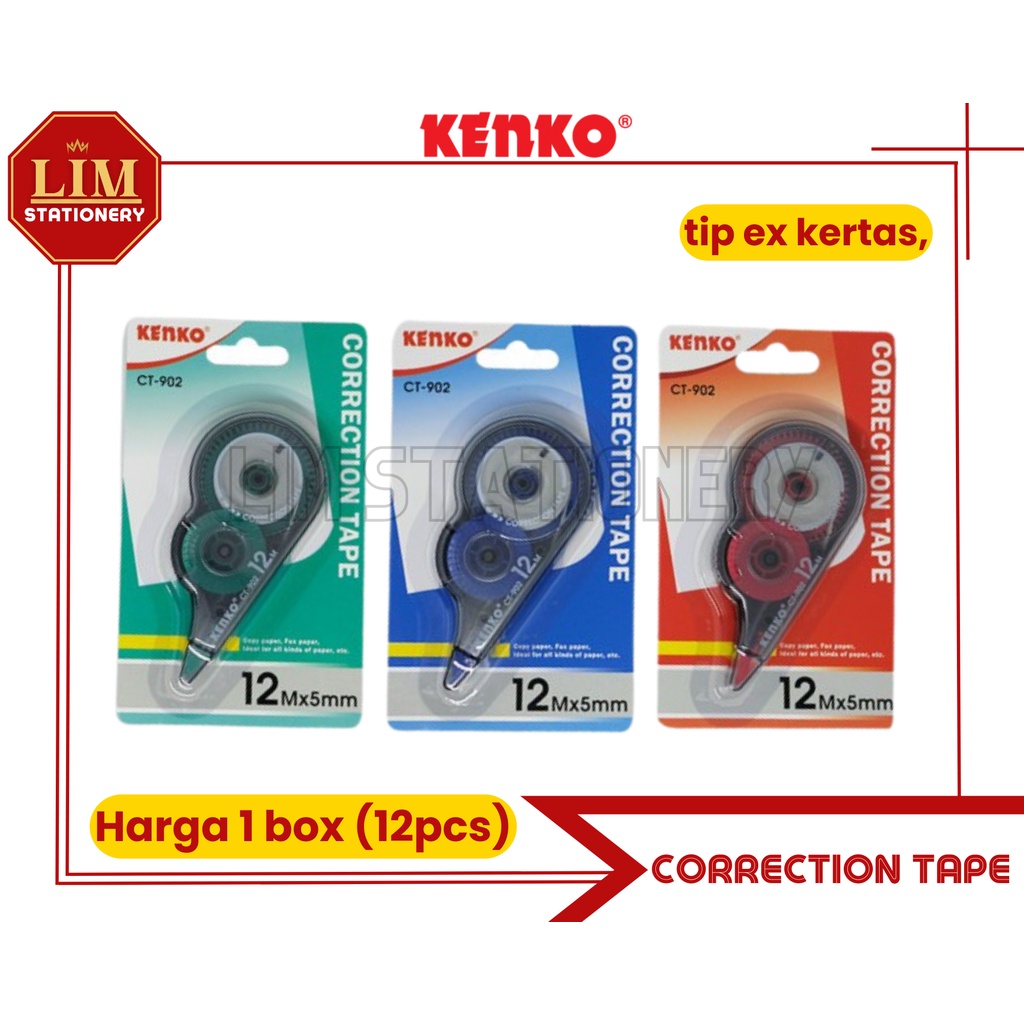 

TIP EX KERTAS / CORRECTION TAPE (12PCS) KENKO CT-902