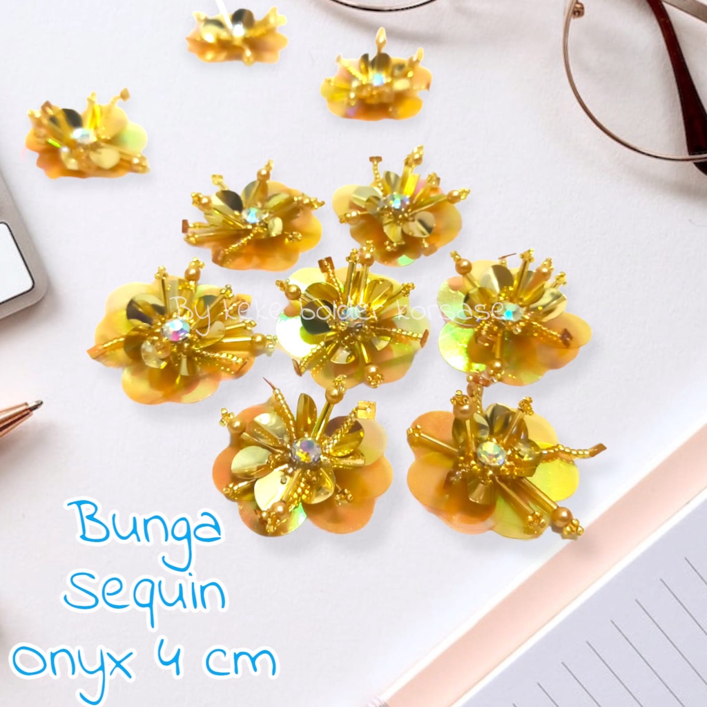 Bunga Payet Sequin Onyx , Aplikasi Bunga Sequin 3D , Aplikasi Kebaya & Gaun