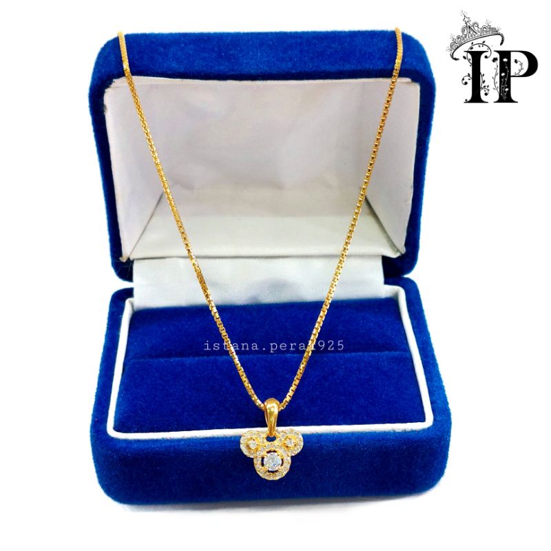 SET KALUNG ANAK PERAK ASLI SILVER 925 LAPIS EMAS PUTIH - MODEL LIONTIN MICKEY - PERHIASAN PERAK - PERAK ASLI ADA SURAT - PERAK 925 - PERHIASAN PERAK ASLI