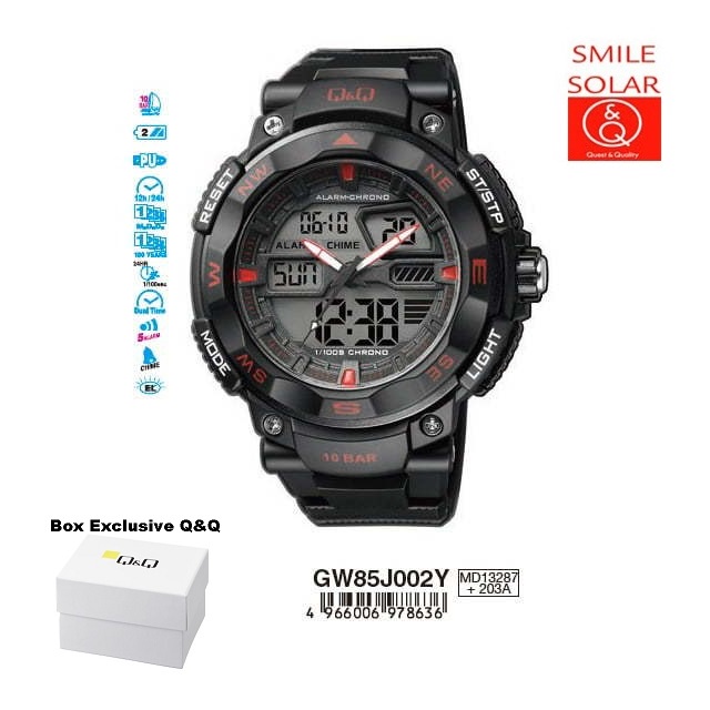 Jam Tangan Pria Casual Sporty Digital Double Time Original Q&amp;Q QnQ QQ GW85 GW85J Diameter Besar