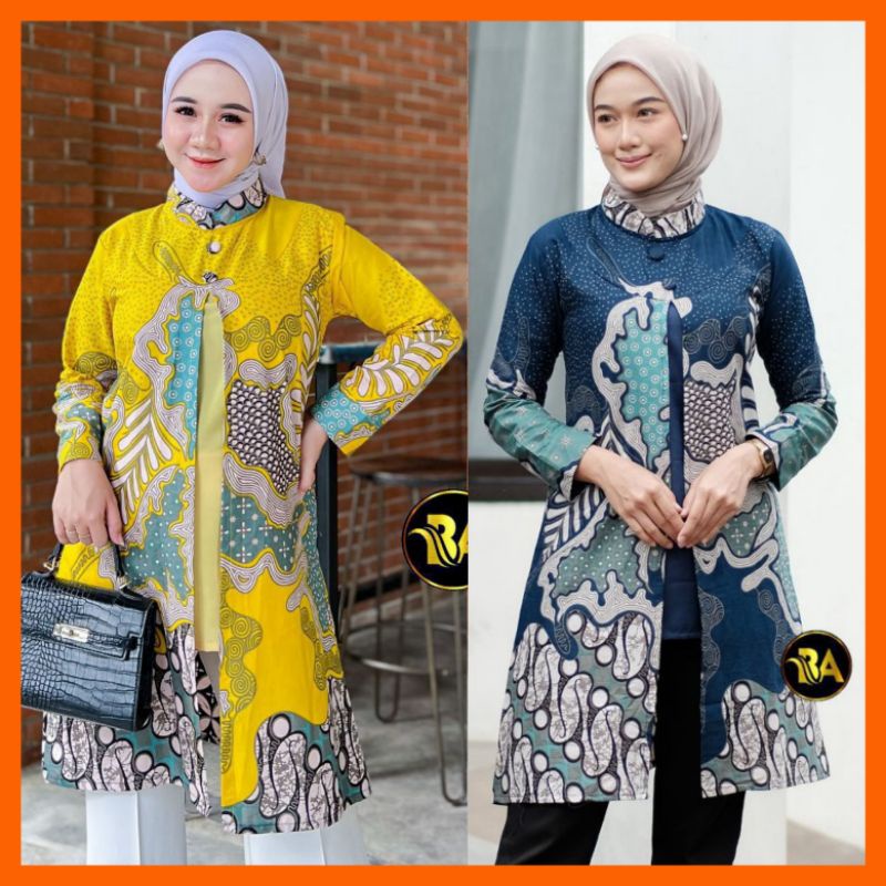 [BISA COD] TUNIK ATASAN BATIK WANITA TERBARU MODERN BATIK KANTOR BATIK BIG SIZE M L XL XXL JUMBO LD.120