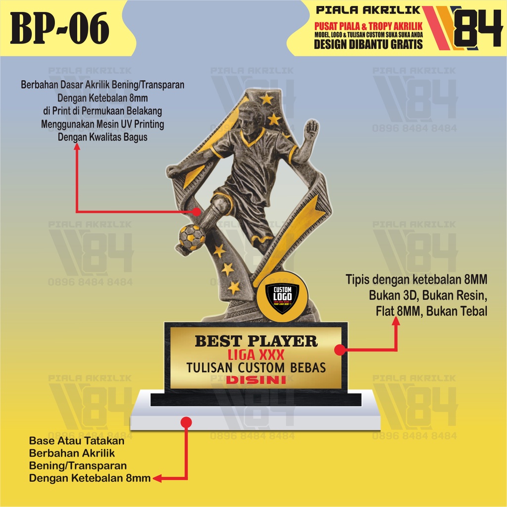 PIALA BEST PLAYER, PIALA PEMAIN TERBAIK, PIALA BOLA TROPHY BEST PLAYER, TROPHY PEMAIN TERBAIK, TROPH