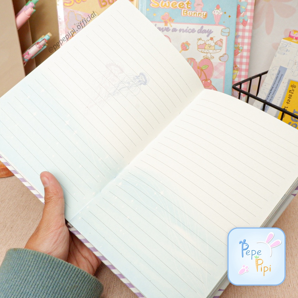 Diary Hard Cover Sweet Bunny 12,8 x 18,9 cm Note Book Notebook Buku Harian Catatan