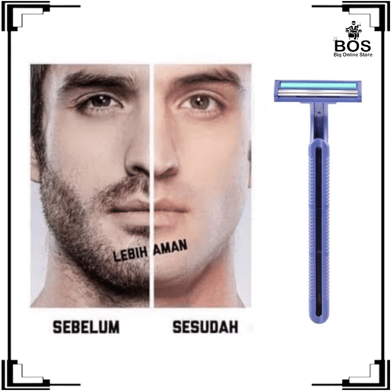 BOS - ALAT CUKUR KUMIS JENGGOT 2 MATA PISAU SILET / ALAT PENCUKUR KUMIS