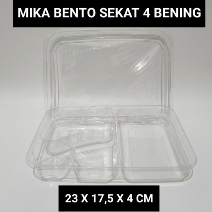 Terlaris Mika Bento Sekat 4 Bening/ Tray Bento Sekat Bening