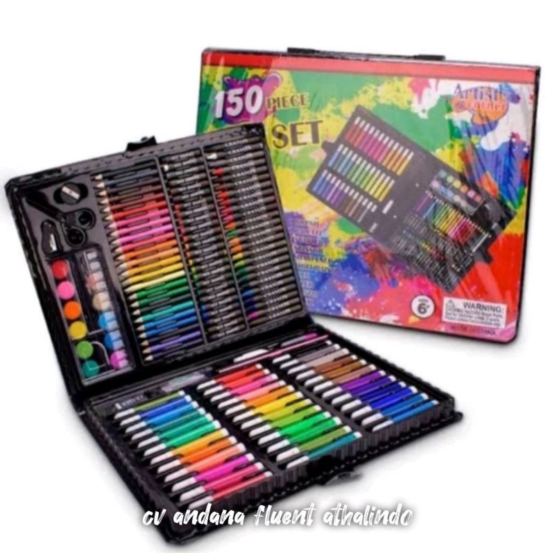 

crayon set 150 pcs pensil warna set art set isi 150 alat lukis