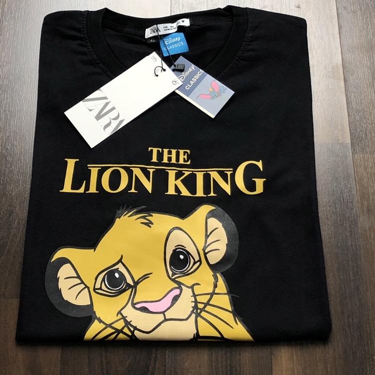 CHEKOUT Kaos ZARA - The Lion King Hitam Fulltag + Label