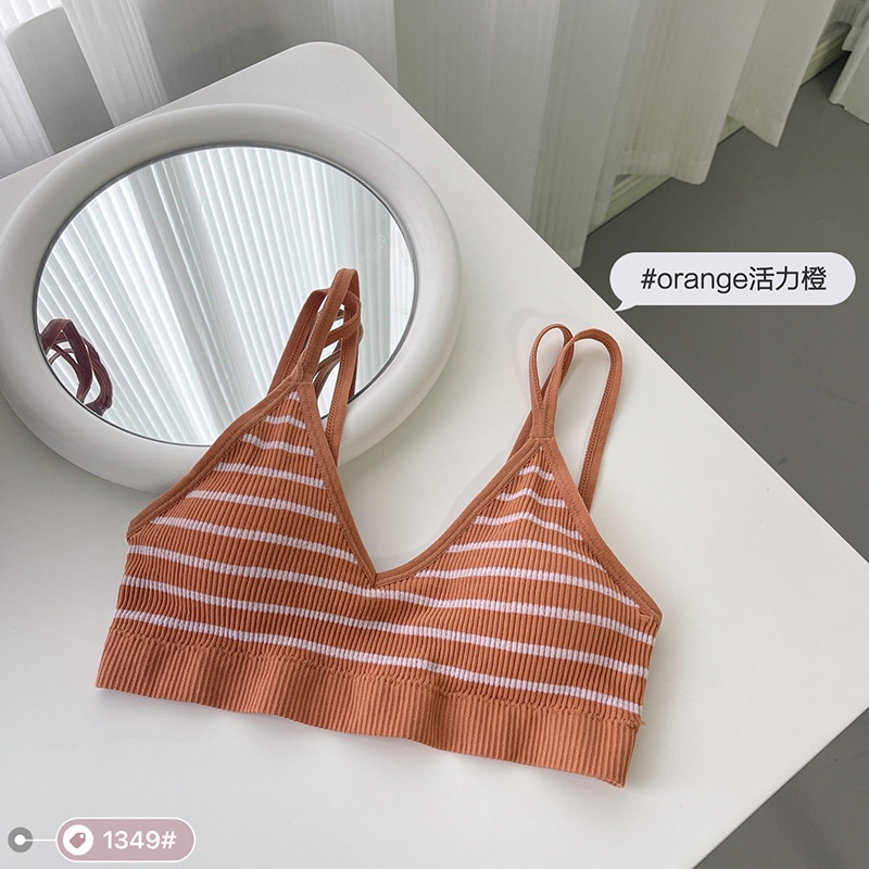 BV.ID BR1048 Sport Bra Tanpa Kawat Pakaian dalam Wanita BH Wanita Corak Salur