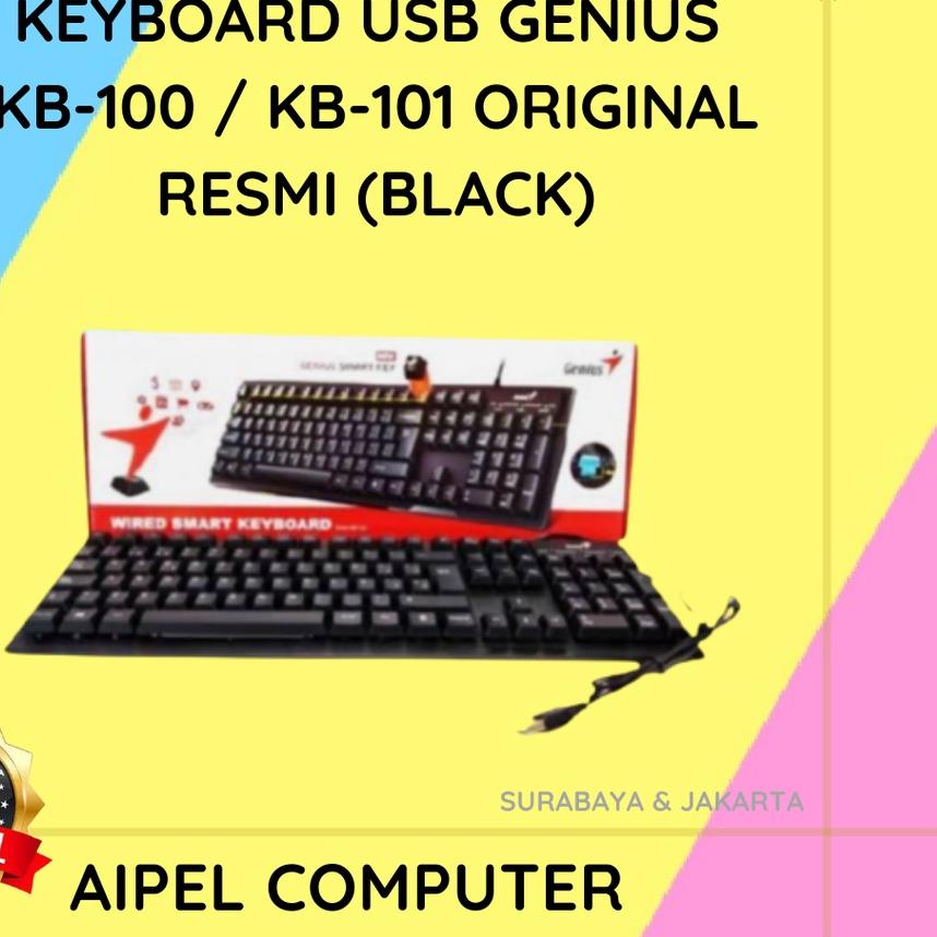 ✾ KB1 | KEYBOARD USB GENIUS KB-100 / KB-101 ORIGINAL RESMI (BLACK) ➳