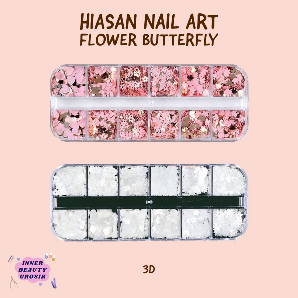 Hiasan Nail Art Flower Butterfly / Hiasan Kuku Kupu Kupu / Hiasan Nail Art