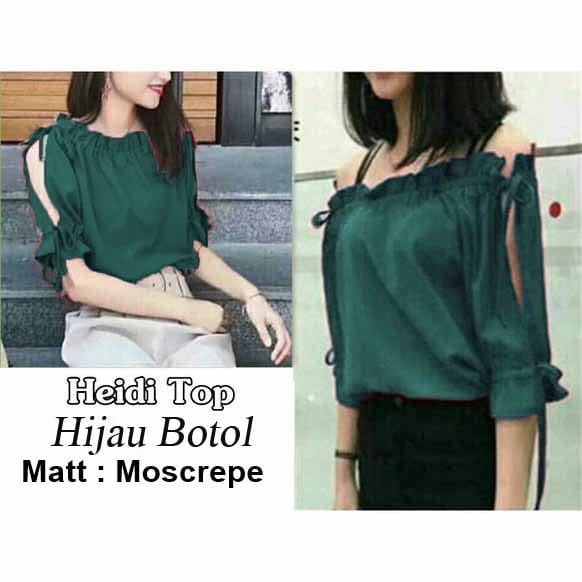 Baju Sabrina Wanita Blouse Korea Wanita Sabrina Top Atasan Wanita Kerut Blus Kerut Wanita Kekinian A