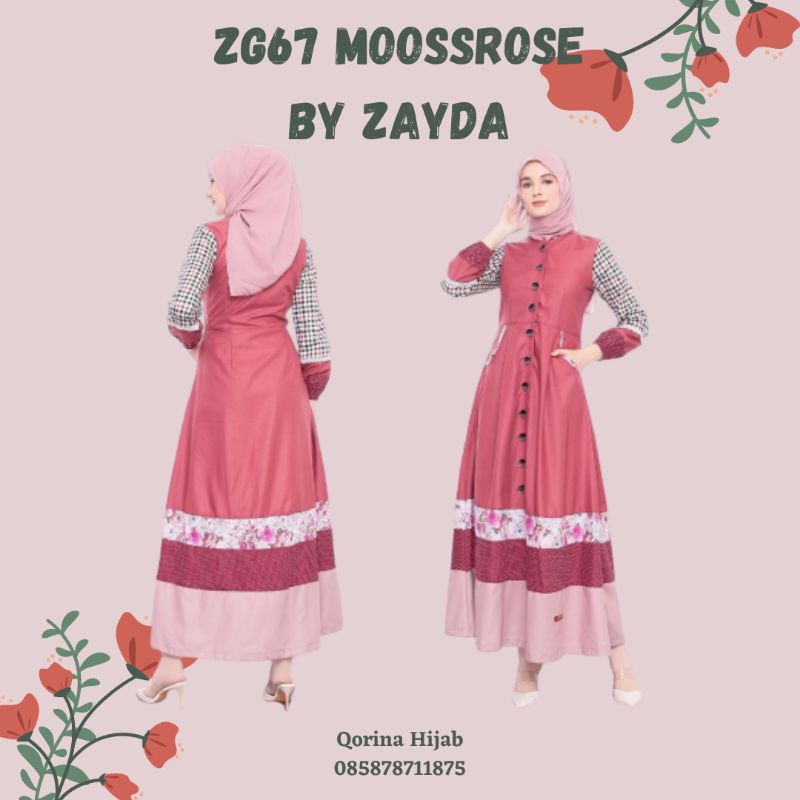 Zayda ZG67 Terbaru / Zayda Mossrose / Gamis Dewasa / Gamis Kekinian