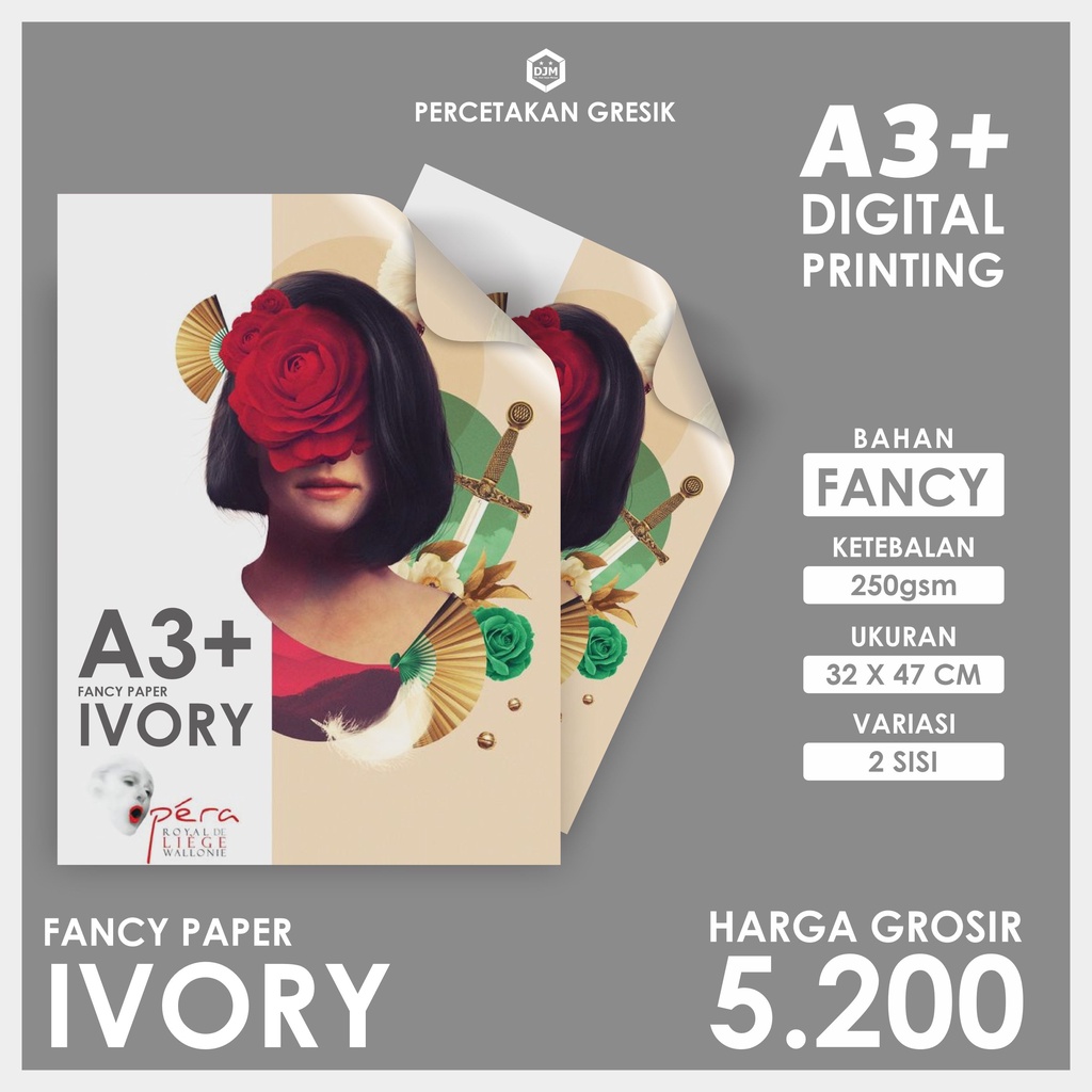 

CETAK FANCY IVORY | 2 SISI | DIGITAL PRINTING A3+ [HARGA GROSIR & RESELLER