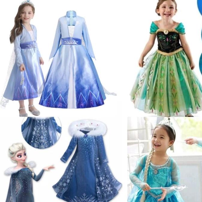 Dress Elsa Frozen /Kostum Elsa frozen /Dress Ulang Tahun Anak /Baju