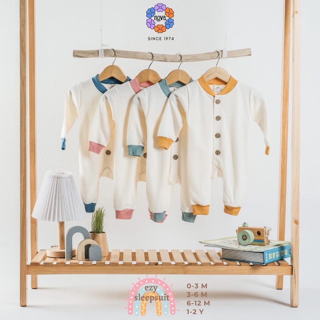 Ezy Sleepsuit Natural Series Nova Baby Jumper Panjang Baju Tidur Buka Kaki Piyama Bayi Baby Newborn 0-24 Bulan