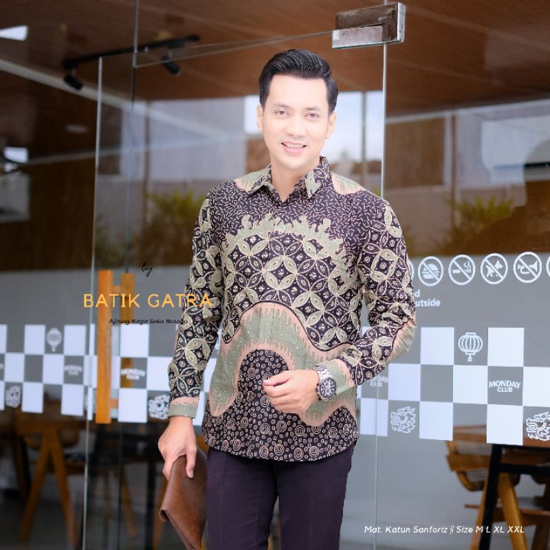 Kemeja Batik Slimfit Lengan Panjang Kawung Sage Lapis Furing