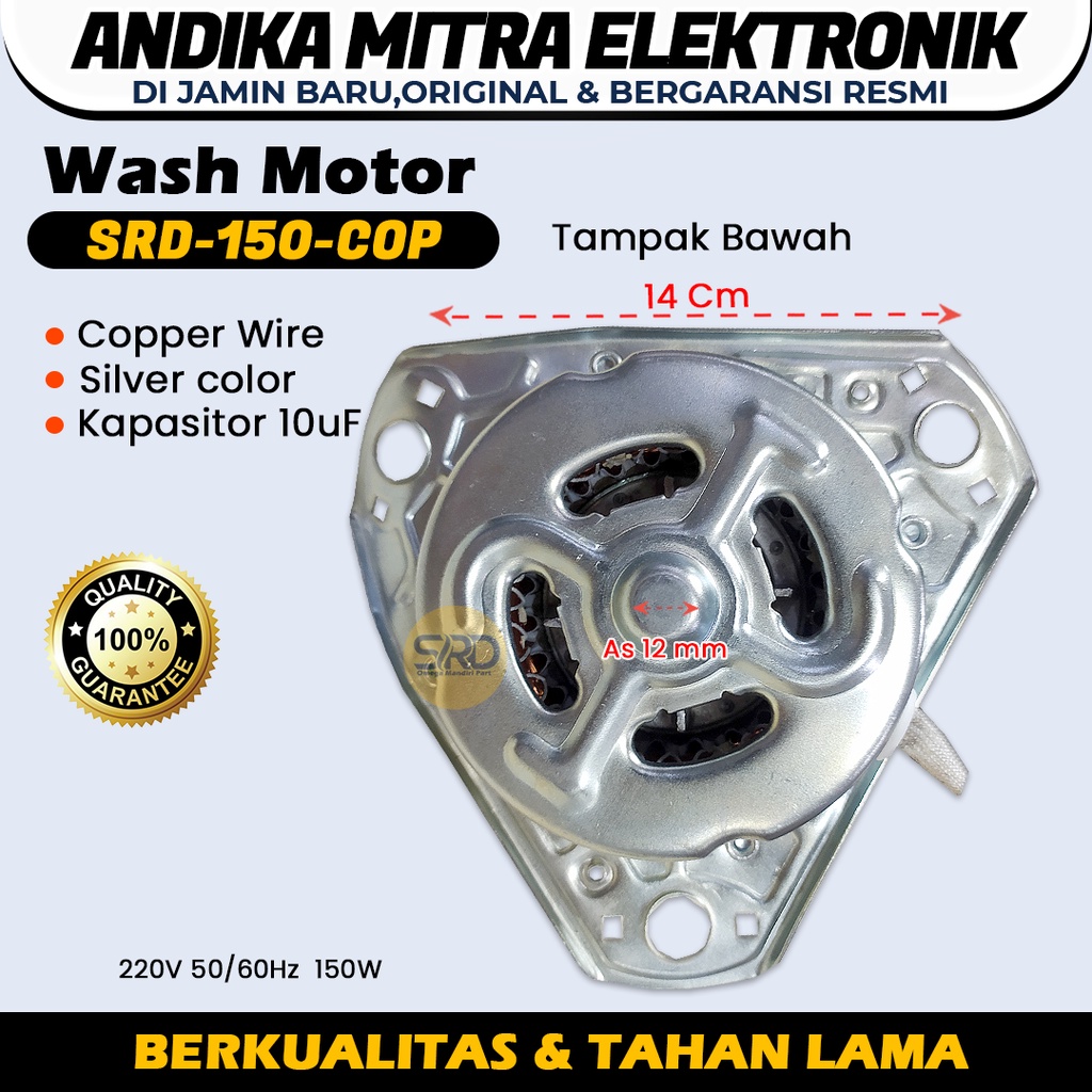 (E) Dinamo Tembaga Wash Motor Mesin Cuci As 12mm SRD 150 COP Semua Merk Mesin Cuci Berkualitas dan Tahan Lama