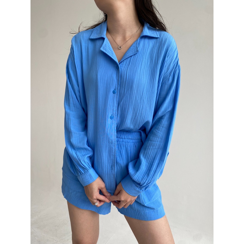 Peach Poppy JASMINE Crinkle Set Premium - Setelan Wanita Celana Pendek Premium