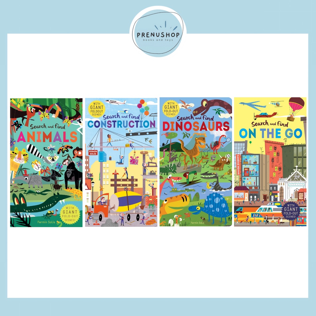 Board Book Search and Find: Animals, Construction, Dinosaurs & On the Go