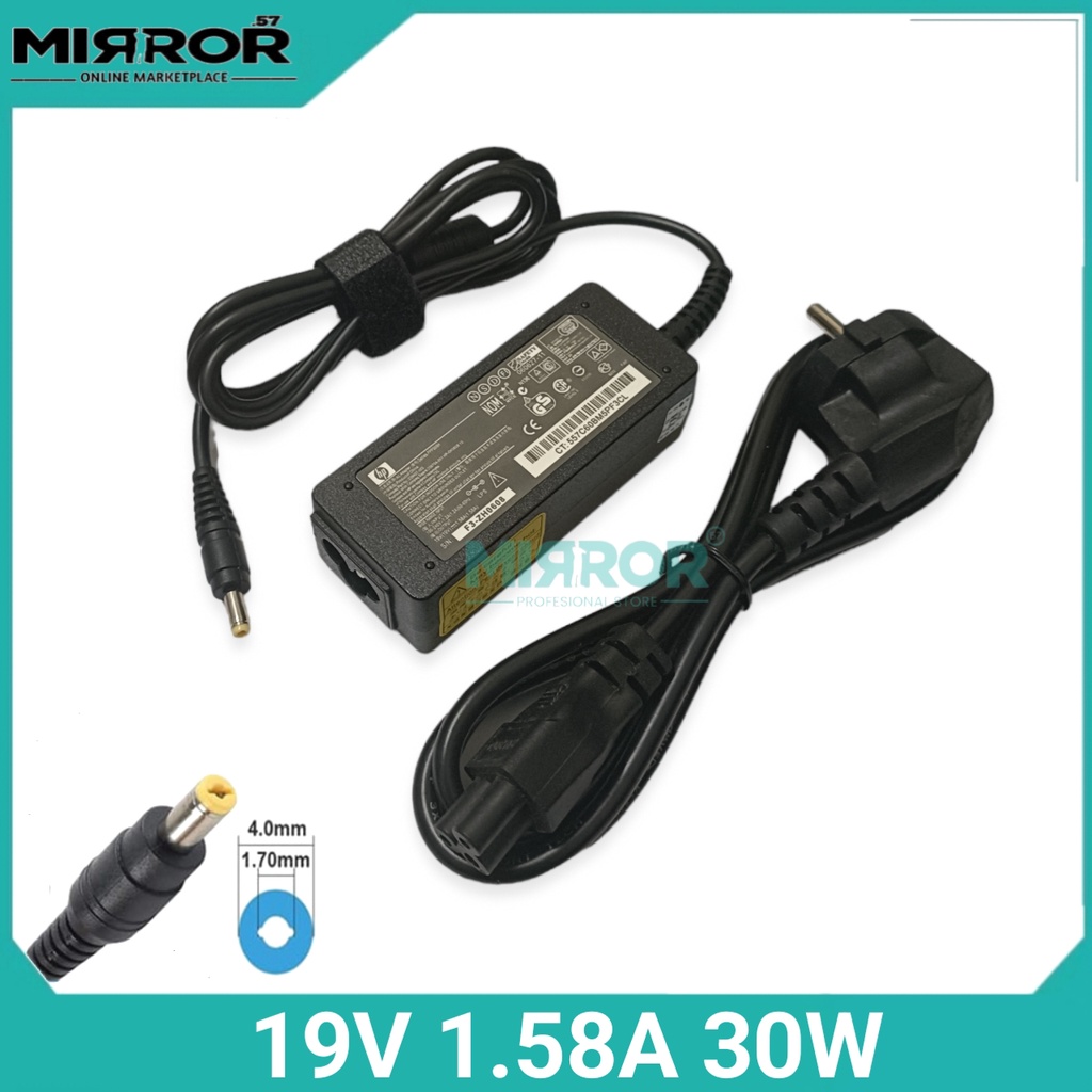 Charger Adapter Laptop HP Compaq Mini 110c-1000 Output 19V 1.58A 30W Bonus Kabel Power