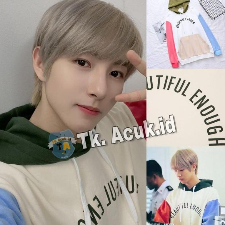 BEAUTIFUL ENOUGH COLOR BLOK HOODIE NCT RENJUN SALE