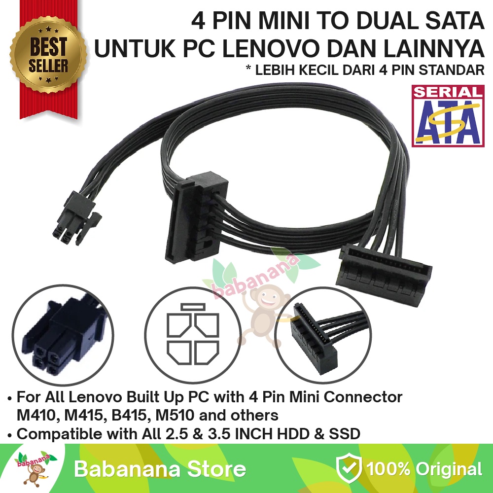 ATX 4 Pin Mini to 2 Sata for Dell Lenovo IBM Power Kabel Splitter Converter HDD SSD Cable Adapter